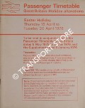 Passenger Timetable, Great Britain Holiday Alterations - Easter Holiday, Thursday 15 April to Tuesday, 20 April 1976 by British Railways